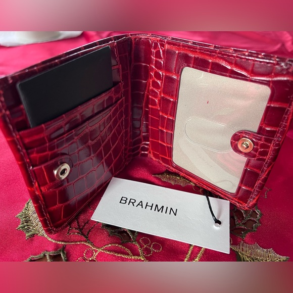 NWT Brahmin SET Lane and Jane Wallet in Red Glissandro - Picture 7 of 14